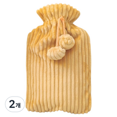 솔르 뜨거운 물병 물 채우기 손난로 온수찜질팩 2000ml 옐로우 21 x 33 x 3 cm, 2개