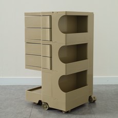 하비티 이동식 수납 회전서랍 트롤리, 애쉬브라운, 4단