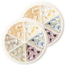 可愛愛心水鑽 6款 x 6入組 KN-S2048, 混合色, 2套