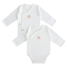 베이비앤아이 유아용 자수 여름 배냇저고리 슈트 2종 세트