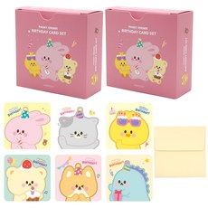 Pinkfoot Little Friends生日卡片6款 各4入+信封 24入, 粉色, 2盒