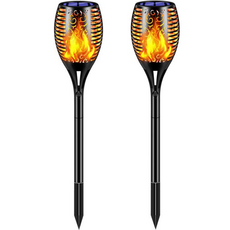 Sol Garden真煙火太陽能戶外燈 2入, 黑色的