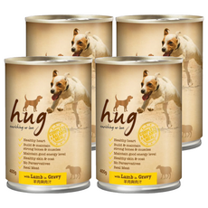 hug 哈格 全年齡犬主食狗罐頭 維持骨骼肌肉強壯 大塊肉質, 羊肉 + 肉汁, 400g, 4罐