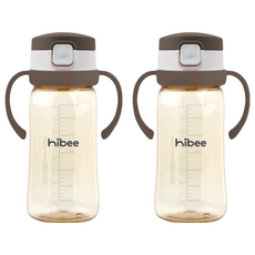 hibee 幼兒用Eightvent按壓式PPSU吸管杯, 2個, 可可棕(基本款), 270ml