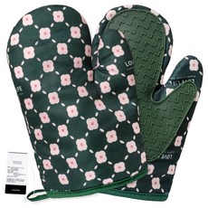 Linesmith Rodees Kitchen R201 矽膠隔熱手套 雙手適用, 深綠色, 1套