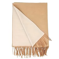 捷華 時尚雙色圍巾 卡其+米