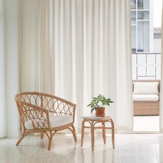 WINDOW DRESS 飄逸穿桿式遮光窗簾 2入, 白色