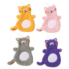 Beaurator Links 卡通人物廚房超細纖維掛式毛巾4件組, 黃色, 粉紅色, 灰色, 紫色, 1套