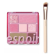 espoir 艾絲珀 Real Eye Palette炫彩7色眼影盤 6號+斜角眼影刷組, 眼影盤+眼影刷, 1組