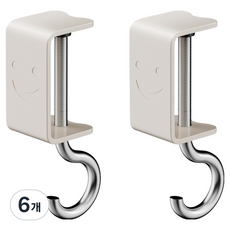 World Clean 免鑽孔書桌包包掛勾, 奶油色, 6個