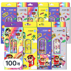 짱구는 못말려 5본 연필세트 2B, 혼합 색상, 100개