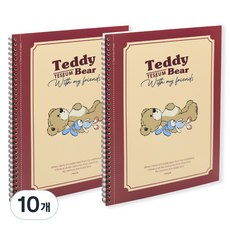 비팬시 테지움 테디베어 A4 절취 요점 스프링 노트, 딥레드, 10개