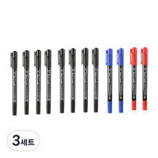 터치마크 다사바바 양면 유성마카펜 검정 8p + 빨강 2p + 파랑 2p 세트, 3색, 3세트