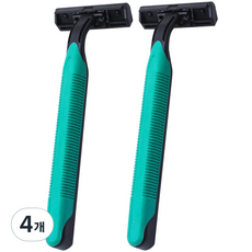 藍色市場不銹鋼一次性剃須刀綠色, 4個, 1入