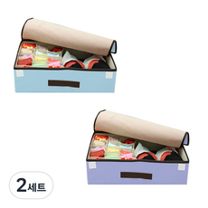 마켓감성 린넨 다용도 속옷정리함 블루 + 퍼플, 2세트