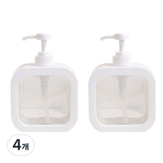 Winprice 盥洗用品分裝按壓瓶 500ml, 白色, 4瓶