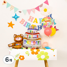 아싸레 생일파티 일회용 식탁보 플라워, 6개, 1개입