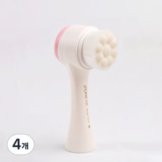 모공 세안 클렌징 브러쉬, 화이트 + 핑크, 4개