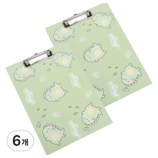 머니풀 귀여운 공룡캐릭터 클립보드 A4, 그린, 6개