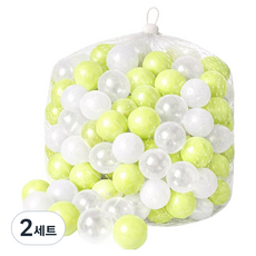 조이올리 유아용 볼풀공 7cm 대용량 100p, 그린+화이트, 2세트 그린+화이트, 2세트