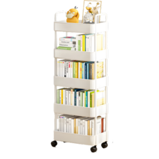 리브온 틈새 수납 정리대 트롤리 + 바퀴 + 걸이 + 스티커 36 x 24 x 125 cm, 화이트, 5단