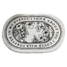 KUIBAO 快豹生活 北歐簡約浴室橢圓吸水地毯, 優雅生活花藝 黑白色, 1個