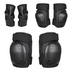 直排輪防摔護具6件組, 黑色, 1組