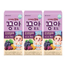 韓國 ivenet Kids 幼兒蔬果果凍條, 3個, 葡萄味, 100g