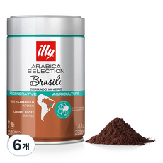 일리 아라비카셀렉션 브라질 세라도 분쇄 그라운드 커피, 에스프레소(고움), 250g, 6개