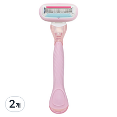 바롬몰 여성용 5중날 긁힘방지 면도기 롱 핑크헤드 5.5 x 13.8 cm + 블레이드 세트, 1개입, 2개