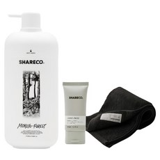 SHARECO 台灣公司貨 日常沐浴組 木曜森林沐浴膠 + 黑色純棉短浴巾＋潔面乳體驗, 1套