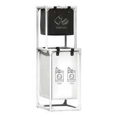 With J分離洗衣籃收納箱 2層 狹縫型, 白+黑