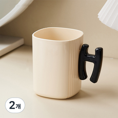 mondeuseupat 字母手把姓名縮寫浴室漱口杯 H YY57518, 2個, 象牙色