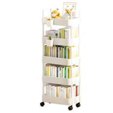 리브온 틈새 수납 정리대 트롤리 + 바퀴 + 걸이+ 스티커 + 걸이상자 2p 36 x 24 x 125 cm, 화이트, 5단