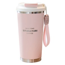 Sitarayuri 掛繩直飲吸管兩用保溫杯, 1個, 560ml, 粉紅色