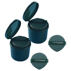 Nillo 水果氣墊水滴型粉撲 7入 + 收納盒組, 2套, 綠色