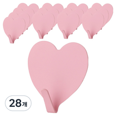 덴빌리어 예쁜 고리 하트 접착 후크 4 x 4 cm, 라이트 핑크, 28개