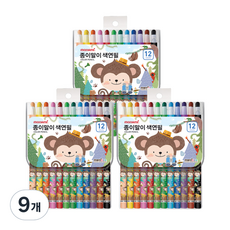 monizoo 紙捲式色鉛筆 藍色, 9個, 12色