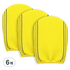 COZYWELL 去角質手套 沐浴巾, 黃色, 1入, 6個