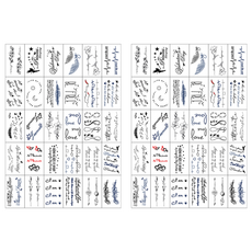 紋身指甲花刻字紋身貼紙情感 30 種套裝, 混色, 2組