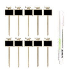 Good Esther 鳥造型園藝插牌 10入 + 白筆 1入, 單一顏色