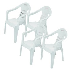 KSY 플라스틱 간이 팔걸이 등받이 의자 B-238, 화이트, 4개