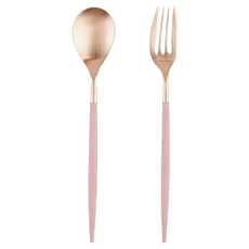 큐티폴 미오 디저트 커트러리 2종 세트, 핑크 로즈골드, 1세트, 디저트 스푼 1p + 디저트 포크 1p