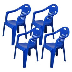 KSY 플라스틱 간이 팔걸이 등받이 의자 B-239, 블루, 4개