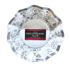 PEARL LIFE 珍珠金屬 WAVE 免洗餐具 波紋淺碗 D-315 17cm 銀色, 5個, 1組