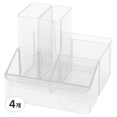 Ku Catch多功能整理6格桌上收納盒, 4個, 透明