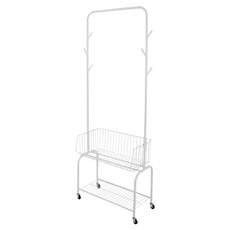 Life+ 法式簡約 多功能奶油風移動式落地衣帽架/掛衣架, 奶油白