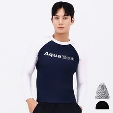 AQUATICA 男款插肩防曬長袖泳衣 AQAMAC+泳帽+收納袋組
