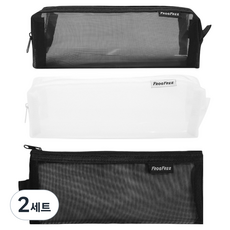 Leadhome 大峙School 網紗大容量簡約鉛筆盒收納包3件組, 白色, 黑色, 2套