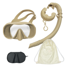 Motherworks 浮潛捲式面鏡泳鏡 + 網眼袋 + 收納盒套組, 米色, 1組